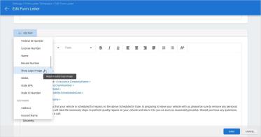 Form Letter Templates Add Field.